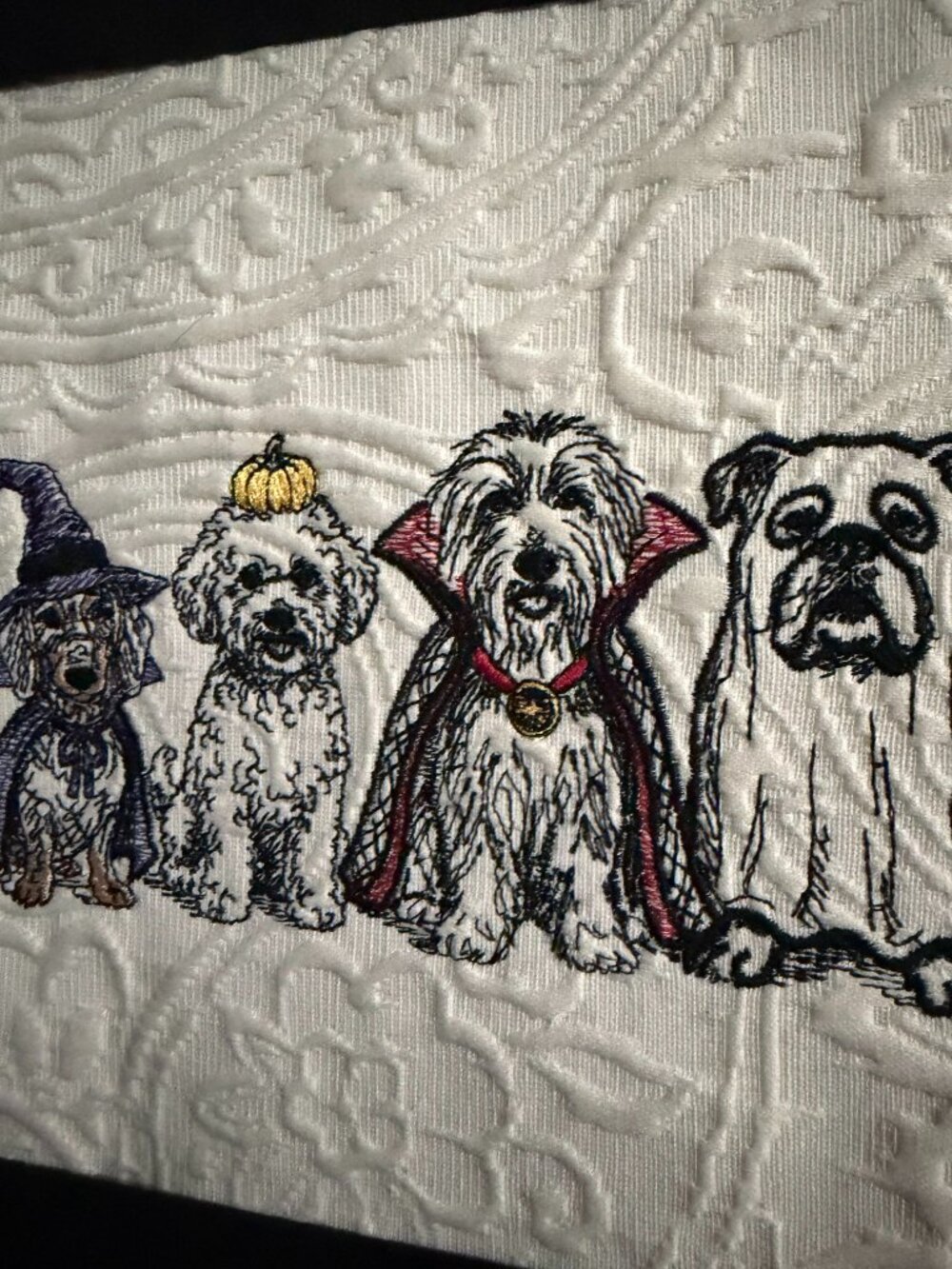 Homemade Halloween Dogs Framed Embroidery Art 11X14 - Picture 3 of 7